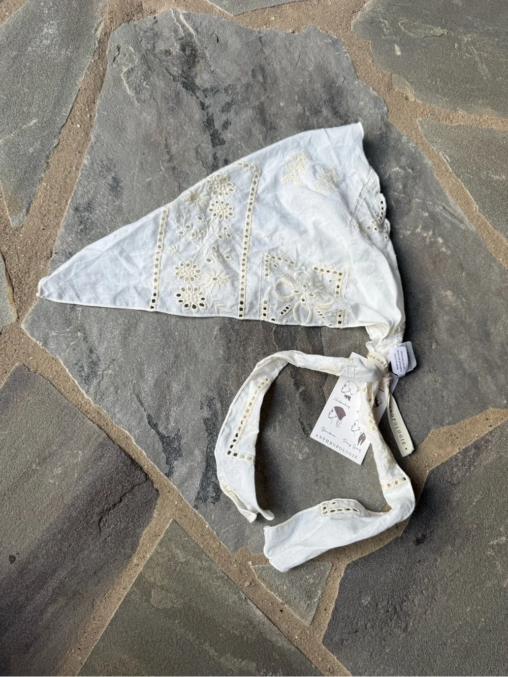 New🌟Anthropologie-Paisley Head Scarf- Ivory
